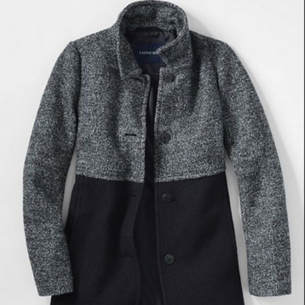 Lands End Women's Melange Boiled Wool Coat size 12